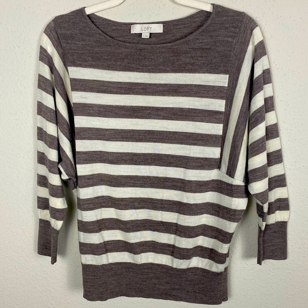 Women's Ann Taylor Loft Sweater Top Wool Blend Size Small Ivory Tan